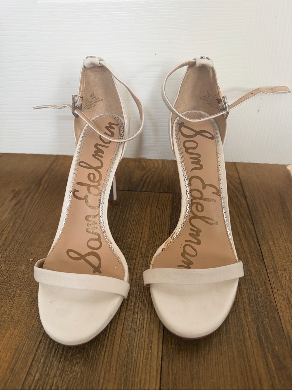 Sam Edelman Cream Ankle-Strap Heels Size 8.5
